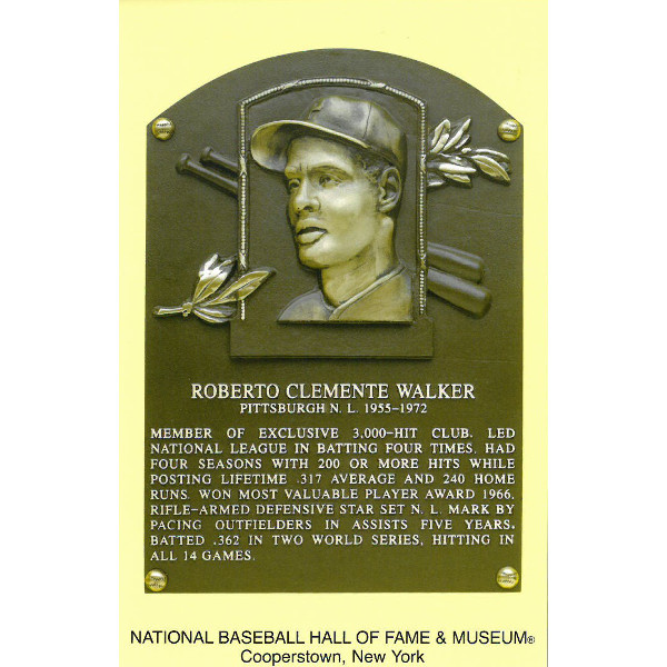 Roberto Clemente Baseball Hall of Fame Plaque Postcard