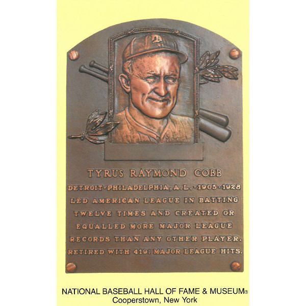 Ty Cobb Baseball Hall of Fame Plaque Postcard