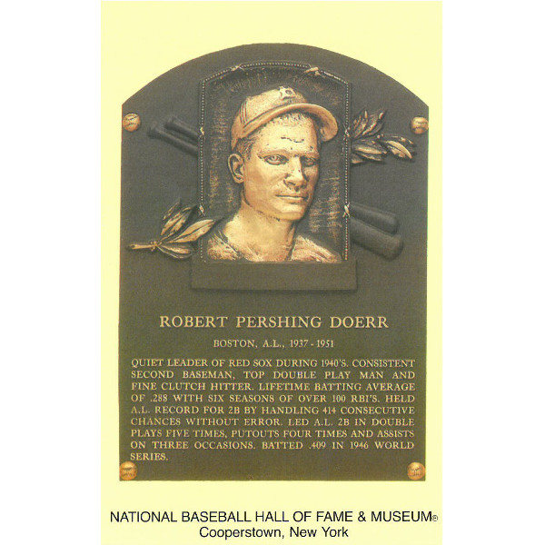 Bobby Doerr Baseball Hall of Fame Plaque Postcard