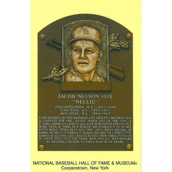 Nellie Fox Baseball Hall of Fame Plaque Postcard