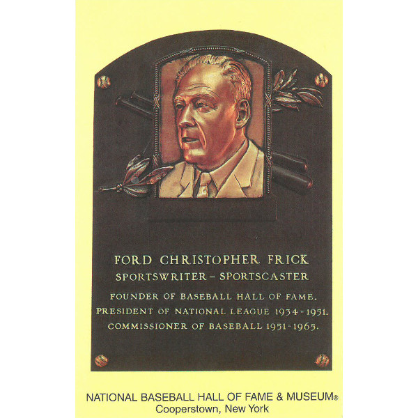 Ford C. Frick Baseball Hall of Fame Plaque Postcard