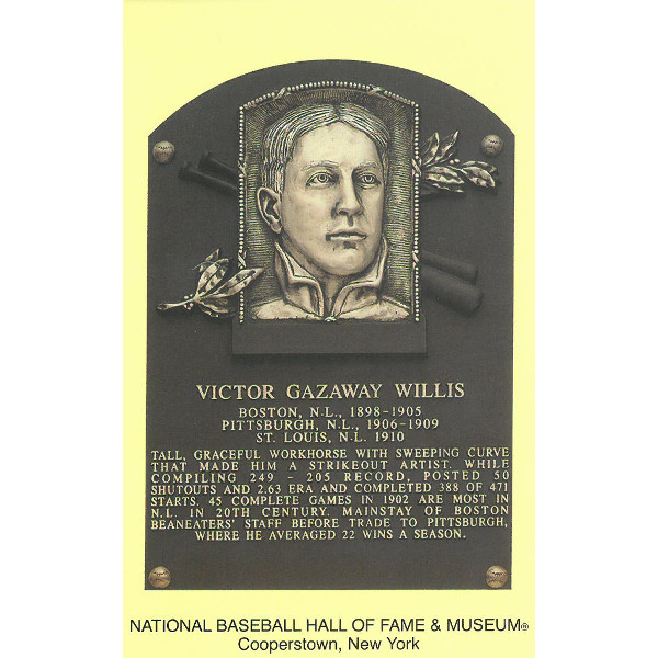 Vic Willis Baseball Hall of Fame Plaque Postcard