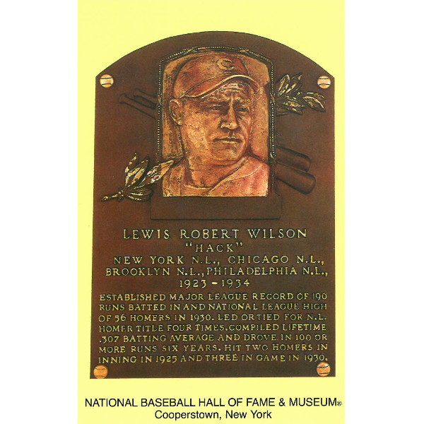 Hack Wilson Baseball Hall of Fame Plaque Postcard