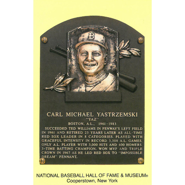 Carl Yastrzemski Baseball Hall of Fame Plaque Postcard
