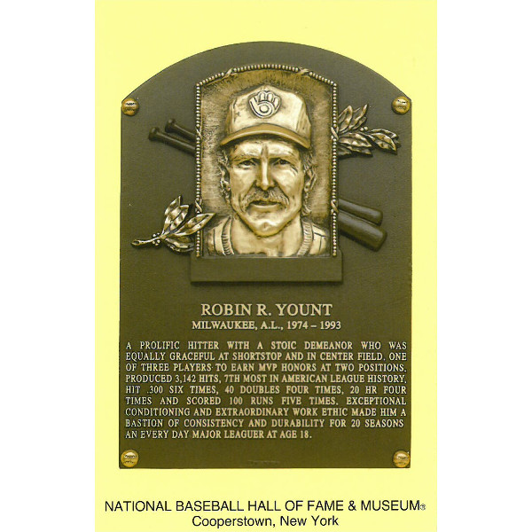 Robin Yount Baseball Hall of Fame Plaque Postcard