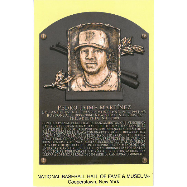 Pedro Martinez Baseball Hall of Fame Plaque Postcard (Spanish)