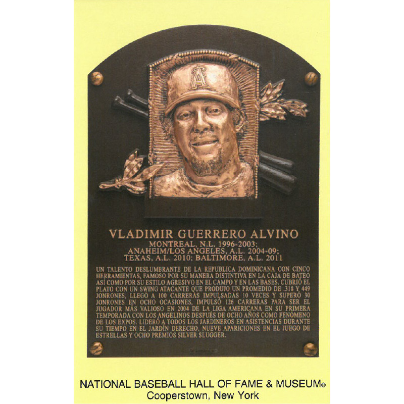 Vladimir Guerrero Baseball Hall of Fame Plaque Postcard (Spanish)