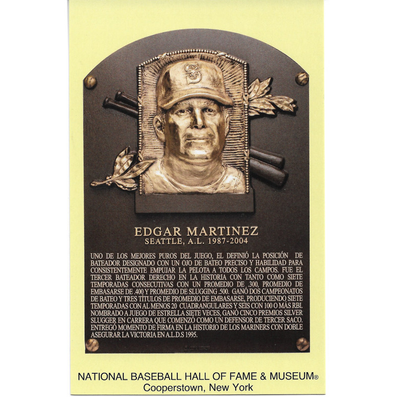 Edgar Martinez Baseball Hall of Fame Plaque Postcard (Spanish) Edgar Martinez Baseball Hall of Fame Plaque Postcard (Spanish)