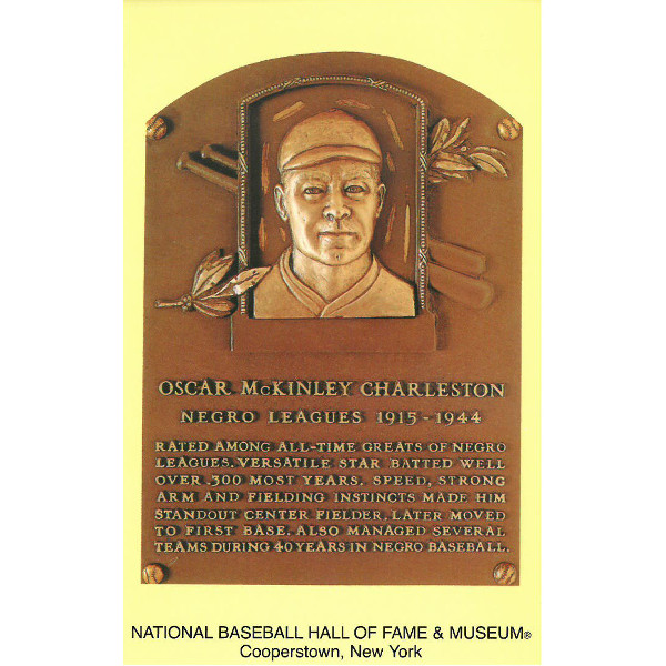 Oscar Charleston Baseball Hall of Fame Plaque Postcard