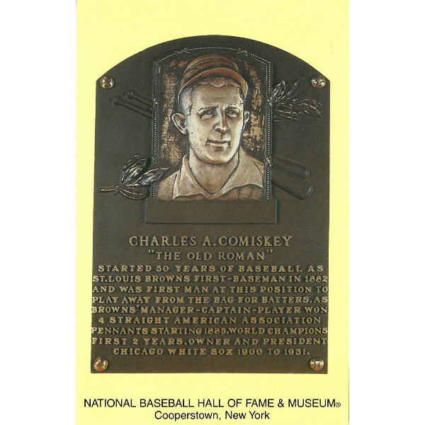 Charles Comiskey Baseball Hall of Fame Plaque Postcard