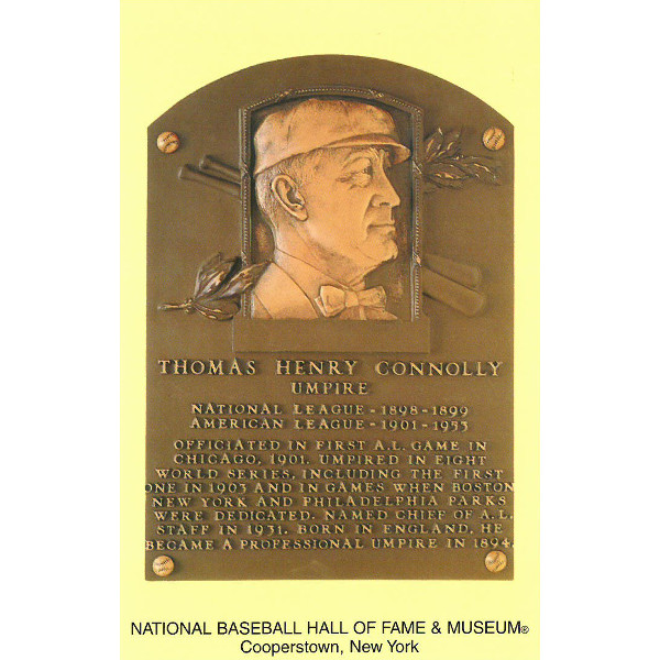 Tom Connolly Baseball Hall of Fame Plaque Postcard Tom Connolly Baseball Hall of Fame Plaque Postcard