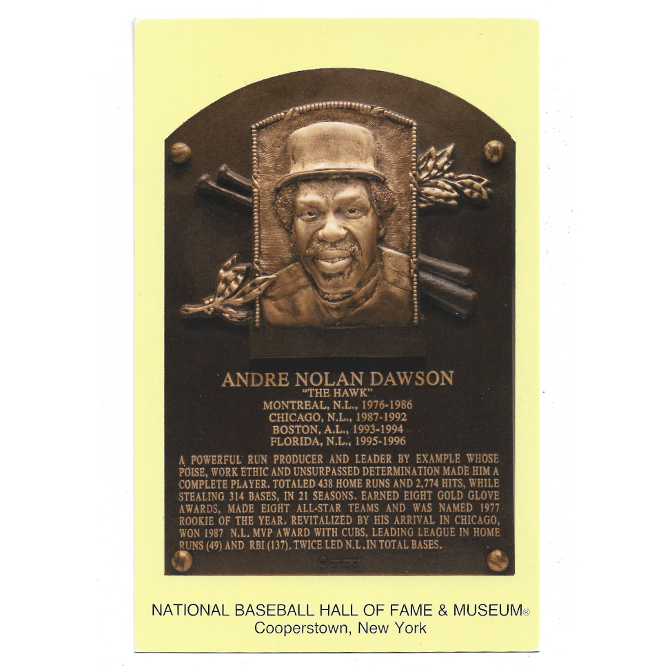 Andre Dawson Baseball Hall of Fame Plaque Postcard