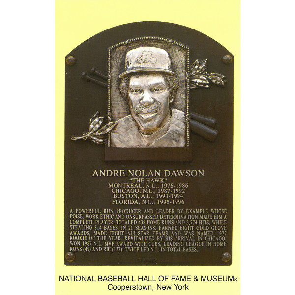 Andre Dawson Baseball Hall of Fame Plaque Postcard