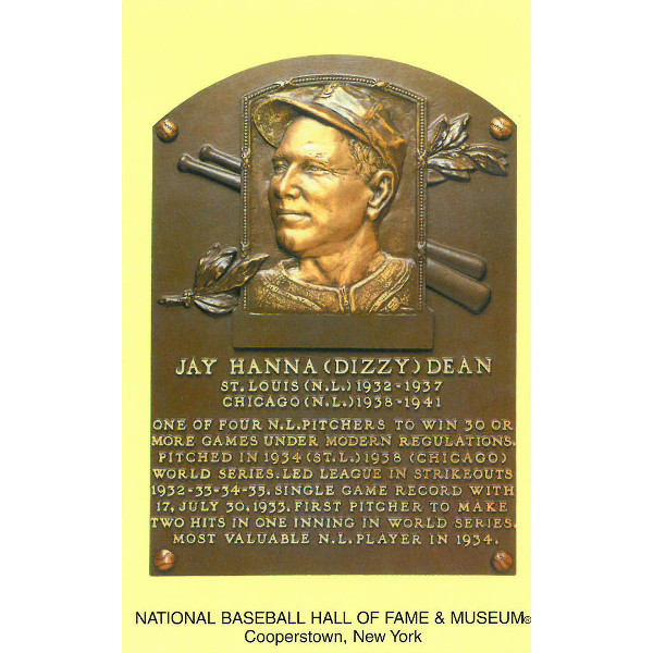 Dizzy Dean Baseball Hall of Fame Plaque Postcard Dizzy Dean Baseball Hall of Fame Plaque Postcard