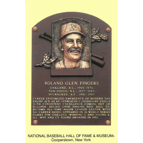 Rollie Fingers Baseball Hall of Fame Plaque Postcard Rollie Fingers Baseball Hall of Fame Plaque Postcard