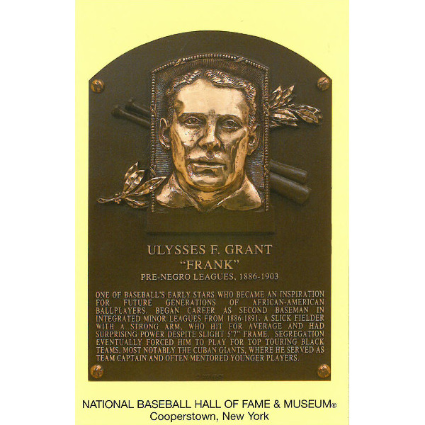 Frank Grant Baseball Hall of Fame Plaque Postcard Frank Grant Baseball Hall of Fame Plaque Postcard