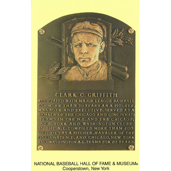 Clark Griffith Baseball Hall of Fame Plaque Postcard