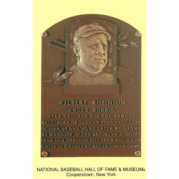Wilbert Robinson Baseball Hall of Fame Plaque Postcard