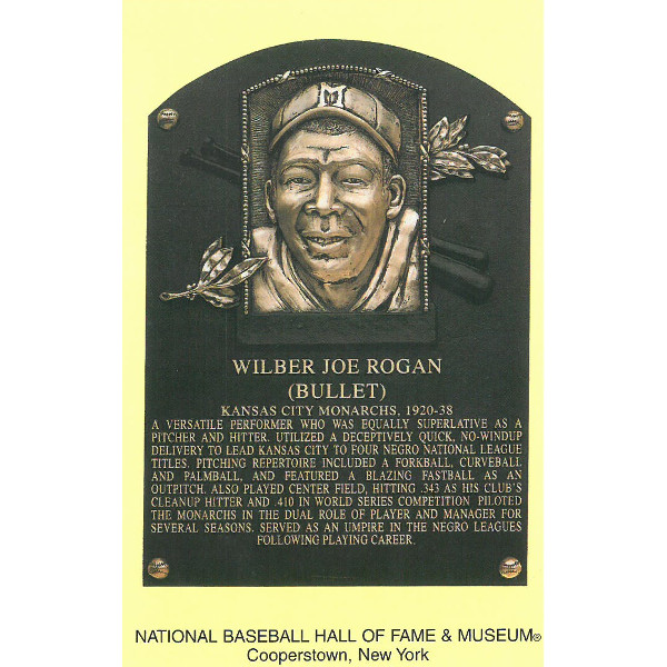 Bullet Joe Rogan Baseball Hall of Fame Plaque Postcard