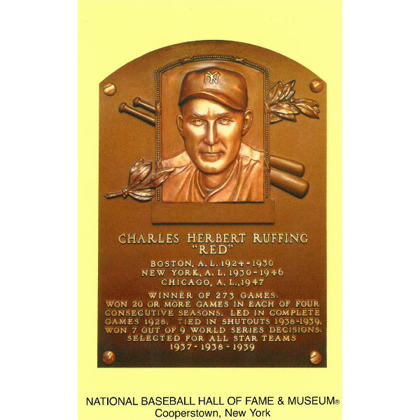 Red Ruffing Baseball Hall of Fame Plaque Postcard Red Ruffing Baseball Hall of Fame Plaque Postcard