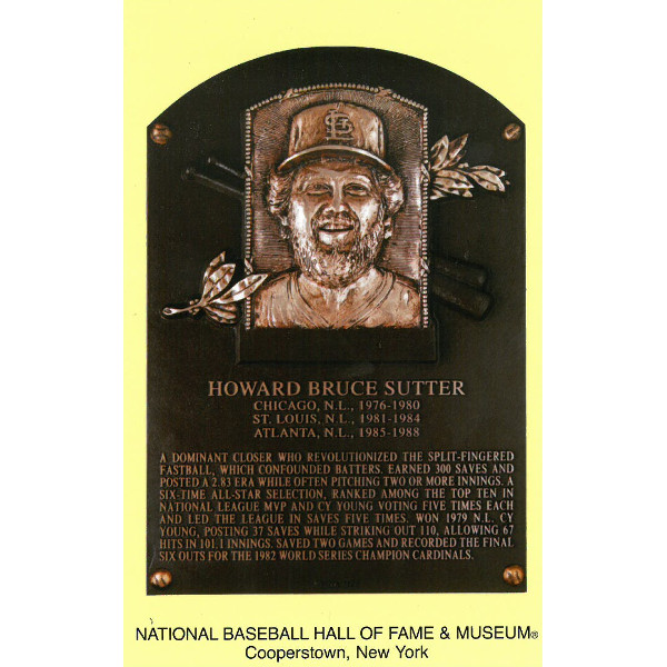 Bruce Sutter Baseball Hall of Fame Plaque Postcard Bruce Sutter Baseball Hall of Fame Plaque Postcard