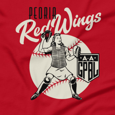 Unisex Teambrown Peoria Red Wings AAGPBL Baseball Shirt
