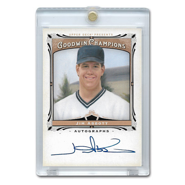 Jim Abbott Autographed Card 2013 Upper Deck Goodwin Champions # A-JA