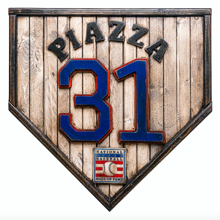 Mike Piazza Hall of Fame Vintage Distressed Wood 18.5 Inch Legacy Home Plate Ltd Ed of 250