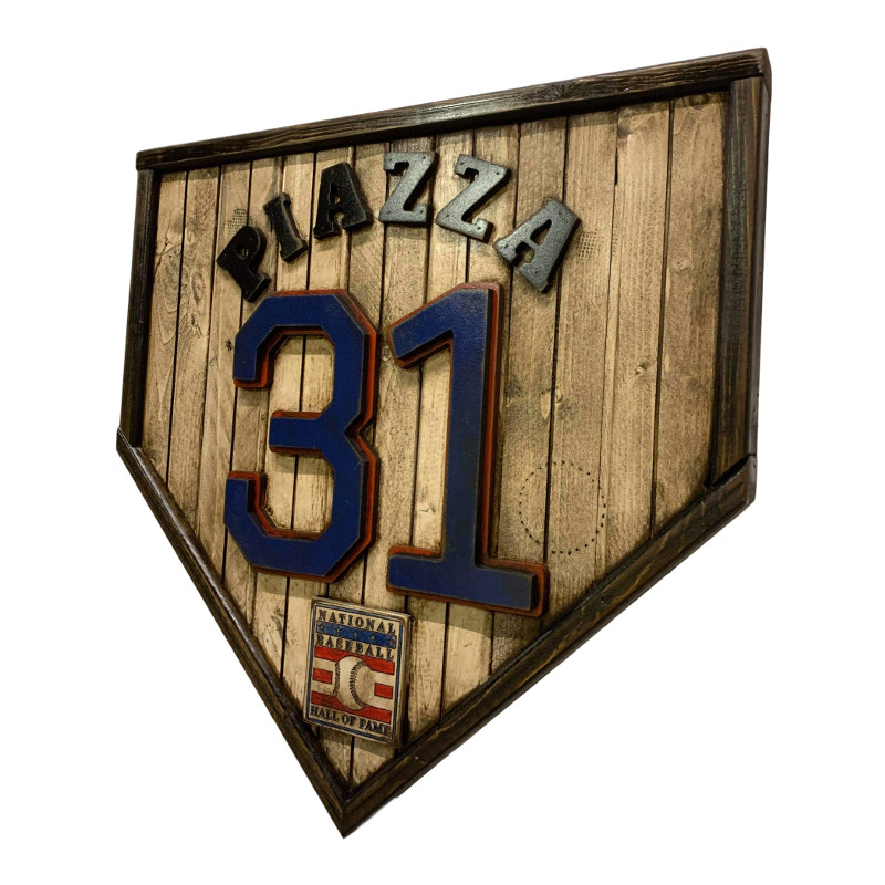 Mike Piazza Hall of Fame Vintage Distressed Wood 18.5 Inch Legacy Home Plate Ltd Ed of 250