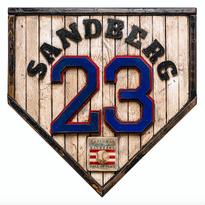 Ryne Sandberg Hall of Fame Vintage Distressed Wood 18.5 Inch Legacy Home Plate Ltd Ed of 250