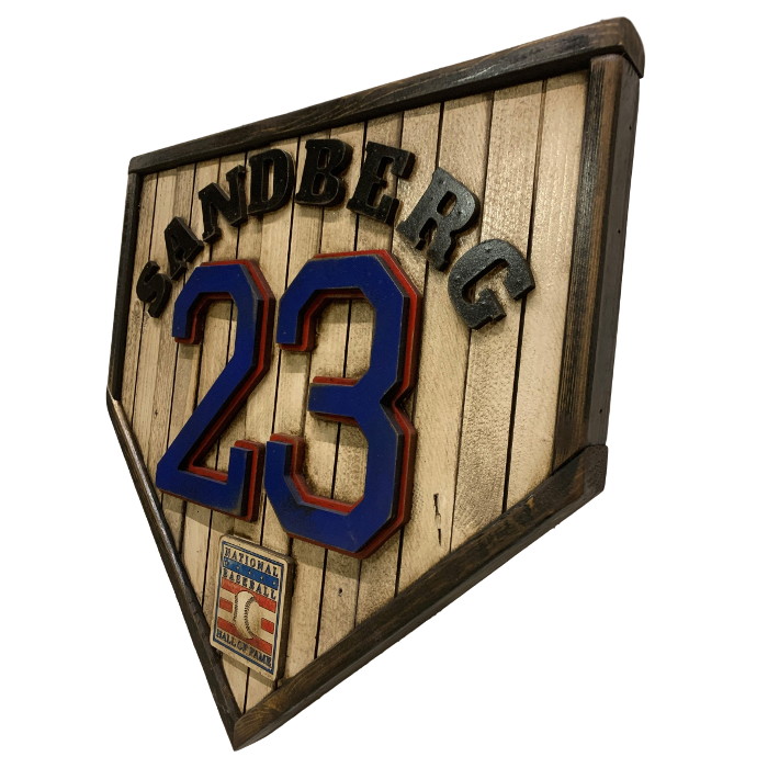 Ryne Sandberg Hall of Fame Vintage Distressed Wood 18.5 Inch Legacy Home Plate Ltd Ed of 250