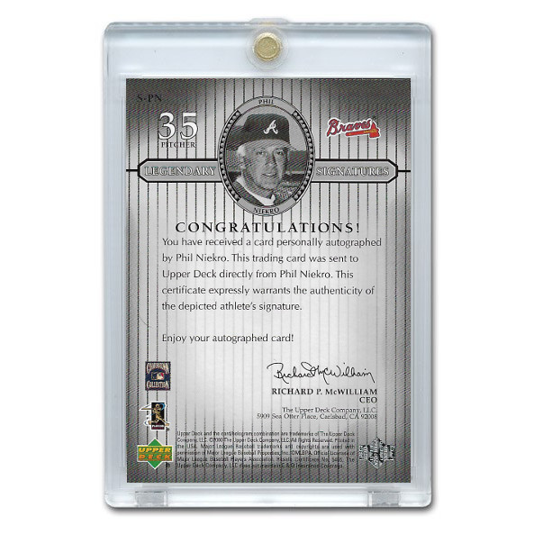 Phil Niekro Autographed Card 2000 Upper Deck Century Legends