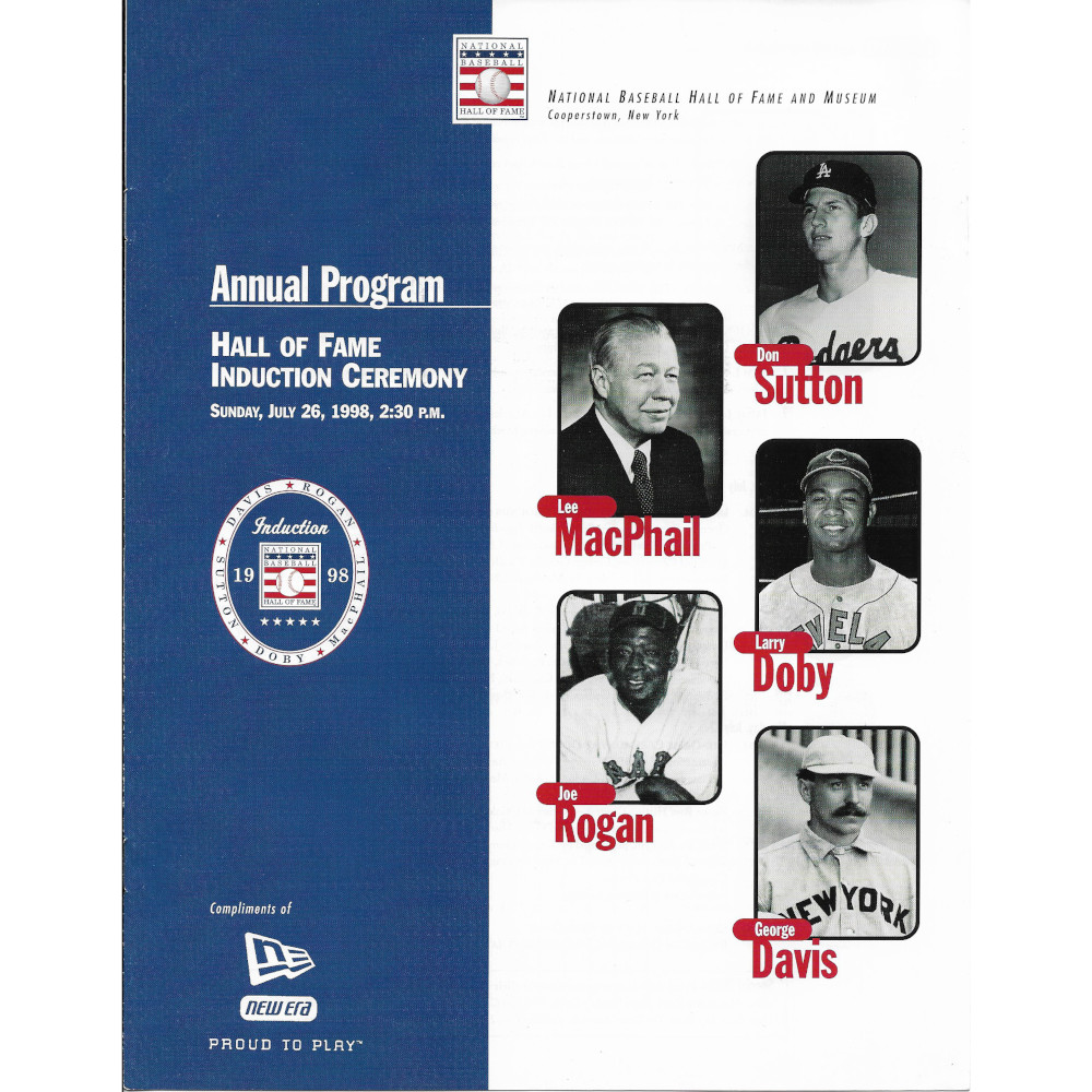 1998 Baseball Hall of Fame Official Induction Program