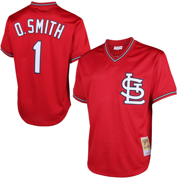 Men's Mitchell & Ness Ozzie Smith 1996 St. Louis Cardinals Batting Practice Cooperstown Jersey