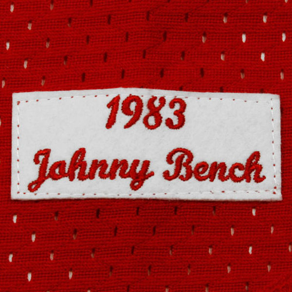 Men's Mitchell & Ness Johnny Bench 1983 Cincinnati Reds Batting Practice Cooperstown Jersey
