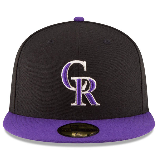 Men's New Era Colorado Rockies Black/Purple Alternate On-Field 59FIFTY Fitted Cap Men's New Era Colorado Rockies Black/Purple Alternate On-Field 59FIFTY Fitted Cap