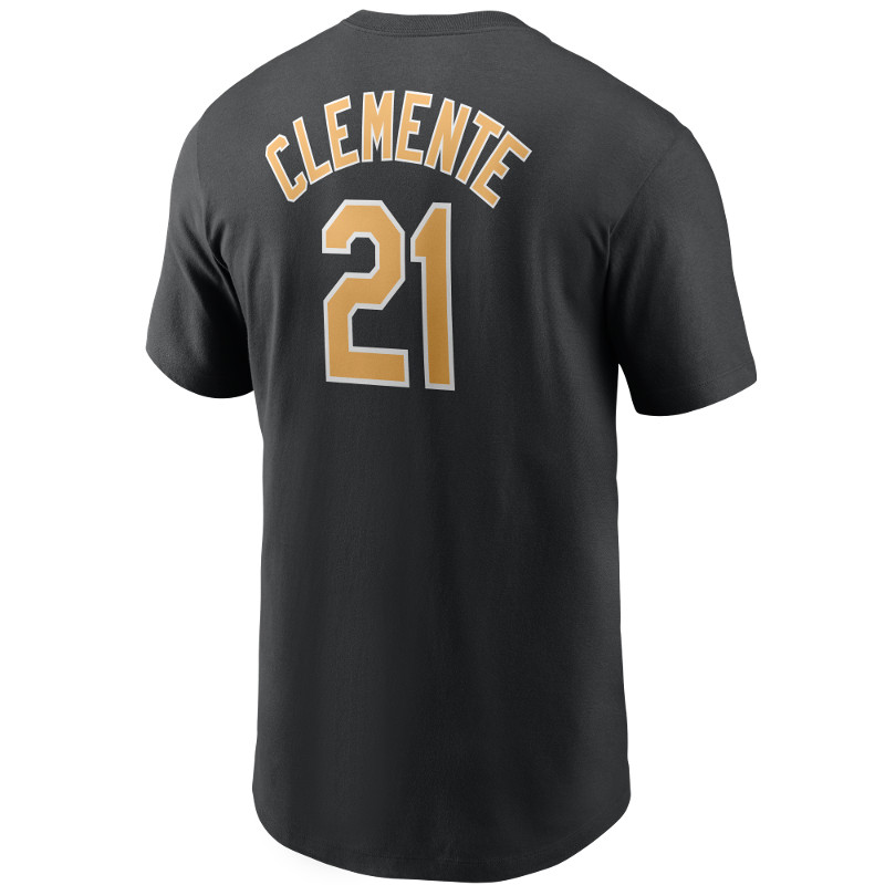 Men’s Nike Roberto Clemente Pittsburgh Pirates Cooperstown Collection Name & Number Black T-Shirt Men’s Nike Roberto Clemente Pittsburgh Pirates Cooperstown Collection Name & Number Black T-Shirt