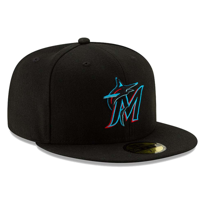 Miami Marlins New Era Arch 59FIFTY Fitted Hat - Black