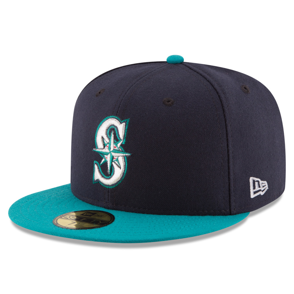 Men's New Era Seattle Mariners Navy/Aqua Alternate On-Field 59FIFTY Fitted Cap Men's New Era Seattle Mariners Navy/Aqua Alternate On-Field 59FIFTY Fitted Cap