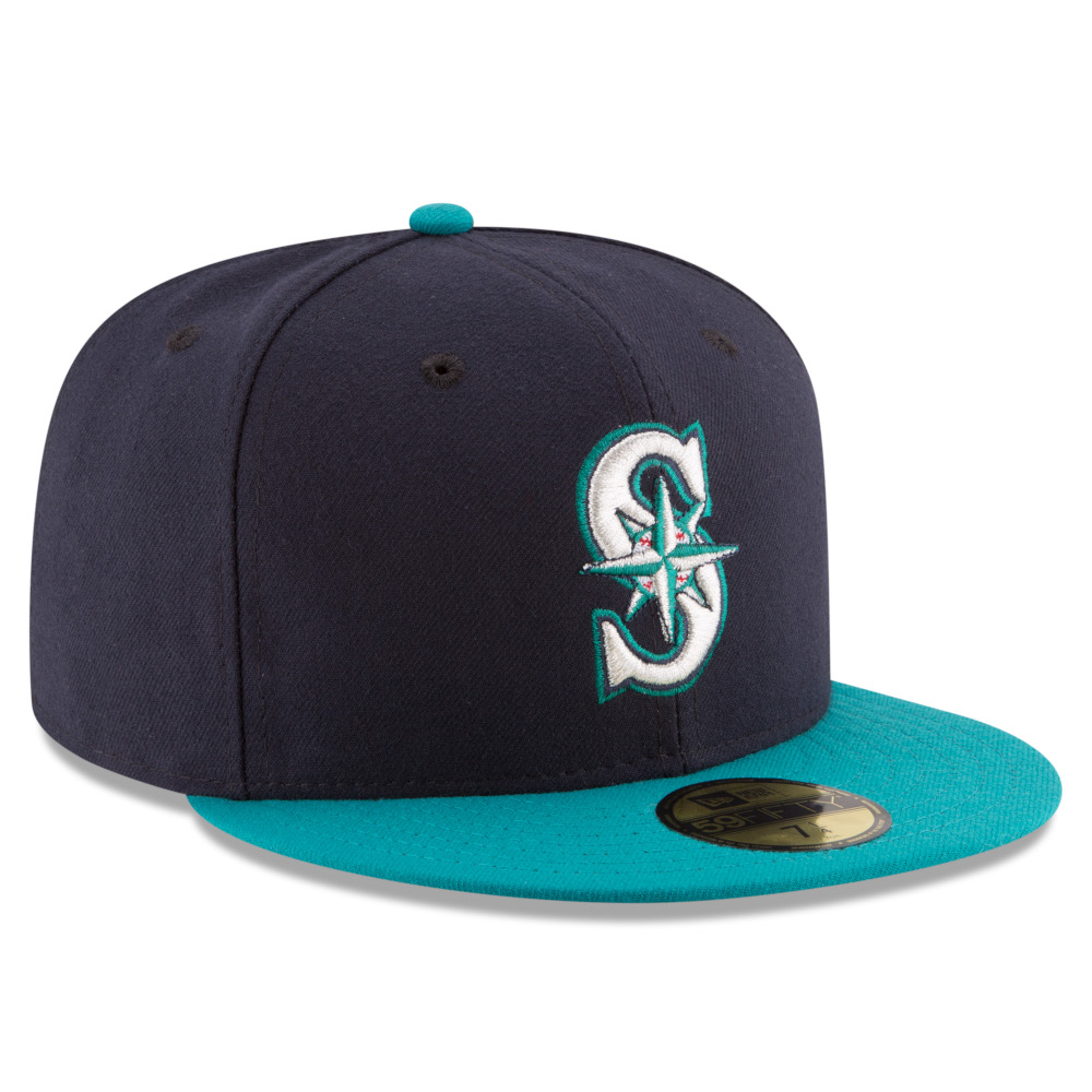 Men's New Era Seattle Mariners Navy/Aqua Alternate On-Field 59FIFTY Fitted Cap Men's New Era Seattle Mariners Navy/Aqua Alternate On-Field 59FIFTY Fitted Cap