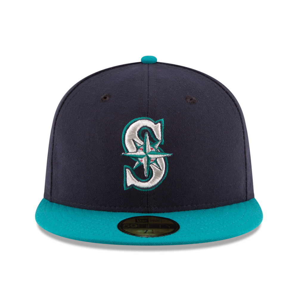 Men's New Era Seattle Mariners Navy/Aqua Alternate On-Field 59FIFTY Fitted Cap Men's New Era Seattle Mariners Navy/Aqua Alternate On-Field 59FIFTY Fitted Cap