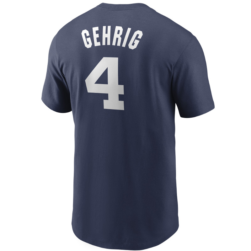 Men's Nike Lou Gehrig New York Yankees Cooperstown Collection Name & Number  Navy T-Shirt