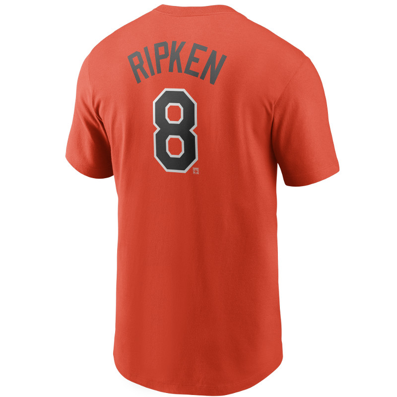 Men’s Nike Cal Ripken Jr. Baltimore Orioles Cooperstown Collection Name & Number Orange T-Shirt