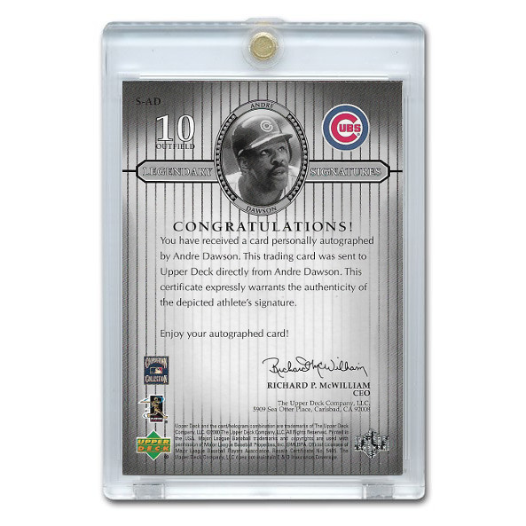 Andre Dawson Autographed Card 2000 Upper Deck Century Legends