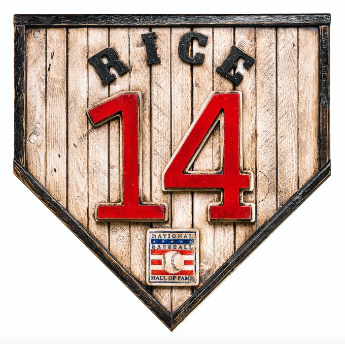 Jim Rice Hall of Fame Vintage Distressed Wood 18.5 Inch Legacy Home Plate Ltd Ed of 250