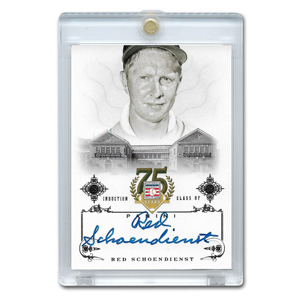 Red Schoendienst Autographed Card 2014 Panini Cooperstown HOF 75th Anniversary # 90