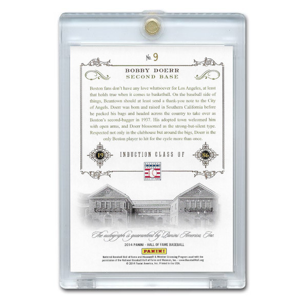 Bobby Doerr Autographed Card 2014 Panini Cooperstown HOF 75th Anniversary Red # 9 Ltd Ed of 47