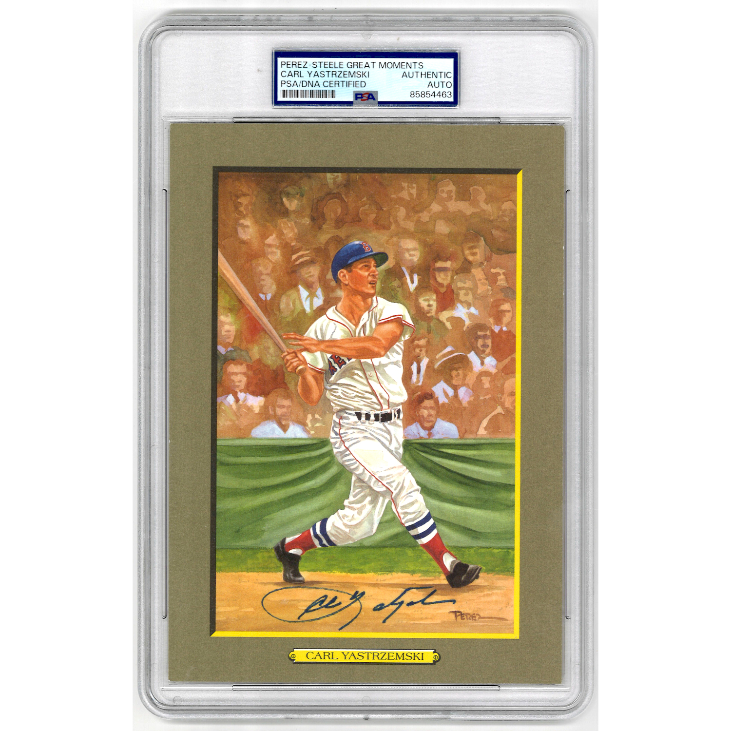 Carl Yastrzemski Autographed Perez-Steele Great Moments Jumbo Postcard # 72 (PSA-63)