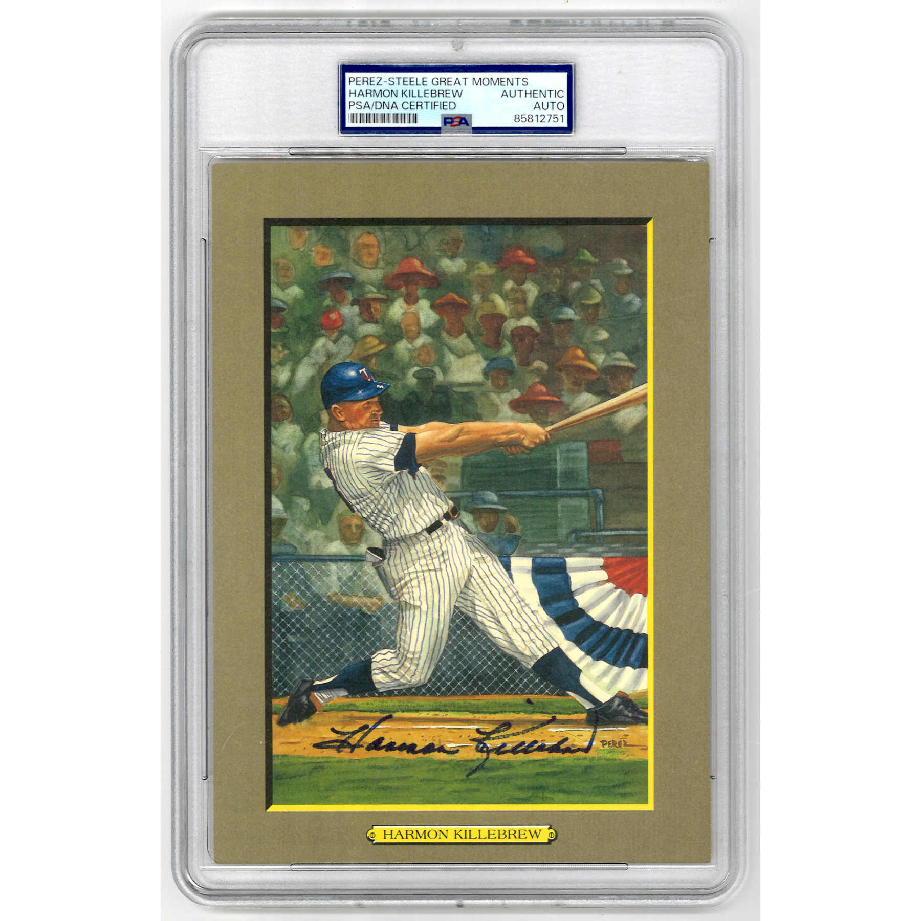 Harmon Killebrew Autographed Perez-Steele Great Moments Jumbo Postcard # 48 (PSA-51)