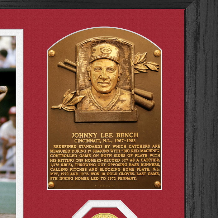 Highland Mint Johnny Bench Hall of Fame Plaque Bronze Coin 13 x 16 Photo Mint